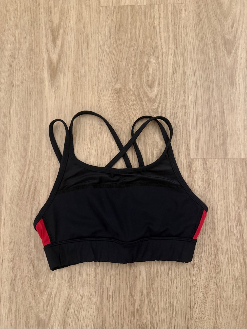 Alala Black Sports Bra with Red Side Panels